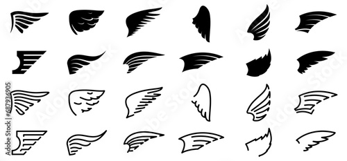 Wings Collection Icons. Vector Illustration