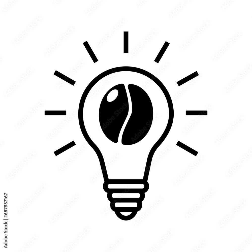 Coffee inside lightbulb icon vector Coffee inside lightbulb icon vector