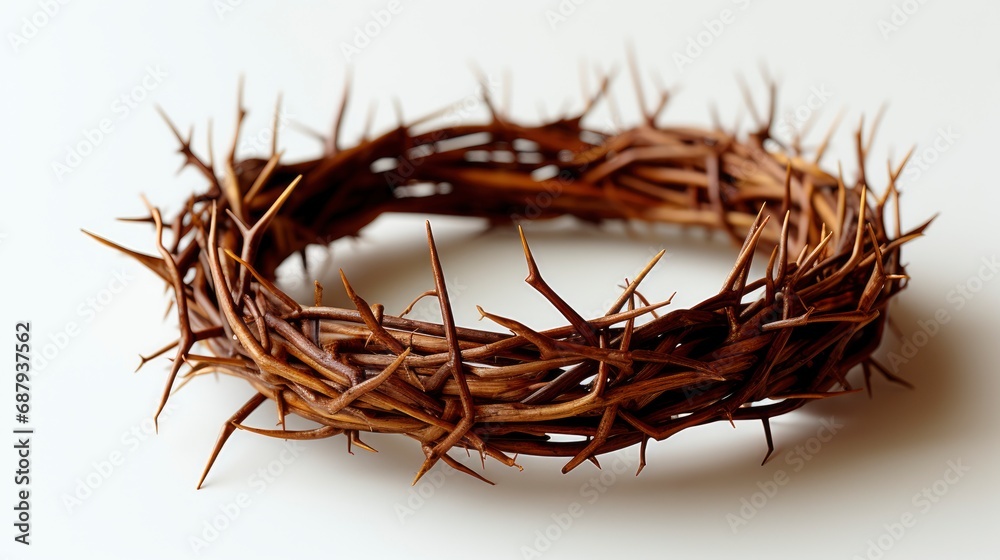 Fototapeta premium Crown Made Thorns Isolated On Whit, HD, Background Wallpaper, Desktop Wallpaper