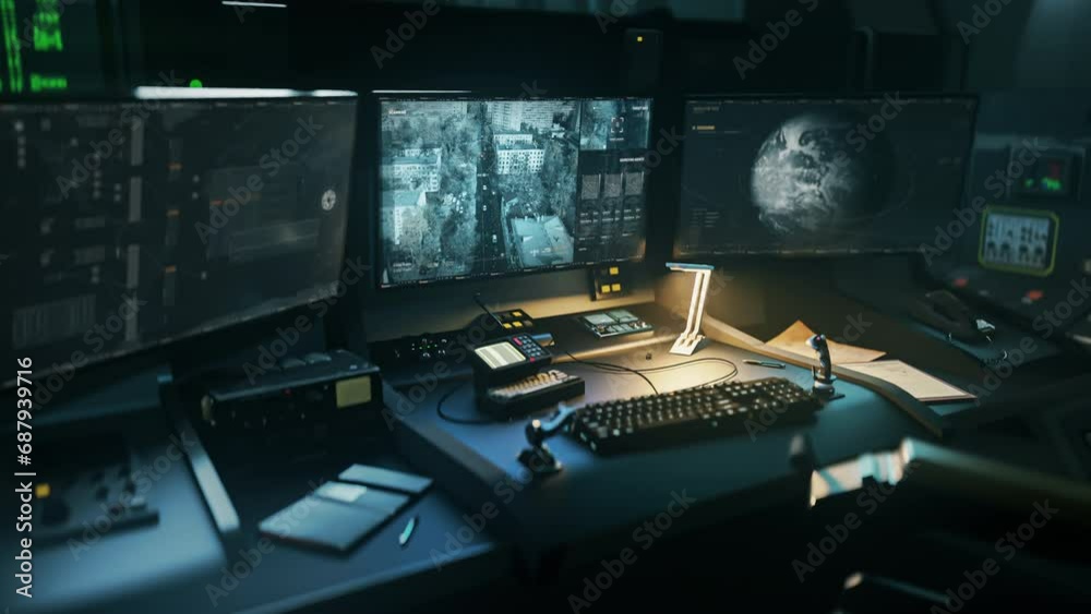 Control panel is operating the advanced surveillance tech. Advanced control panel dealing with the surveillance of the city. Searching for the criminals using advanced surveillance tech. Control panel