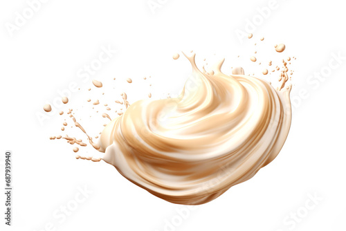 Beautiful creamy splash of coffee foam or other liquid isolated on white background.generative ai photo