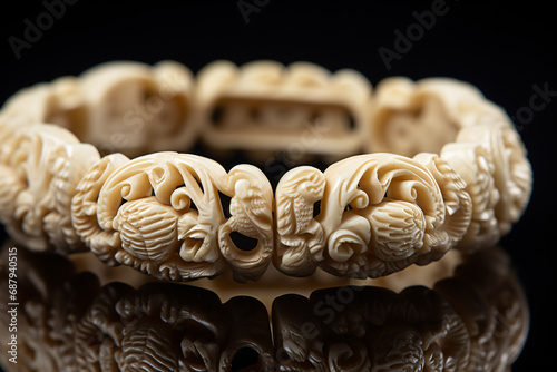 Ivory bracelet on dark background photo