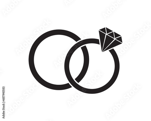 Wedding rings diamond icon vector design illustration