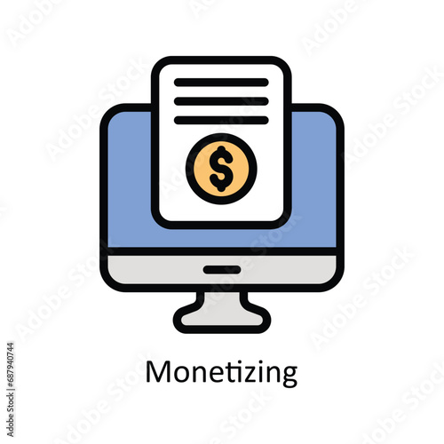 Monetizing vector filled outline design  illustration. Business And Management Symbol on White background EPS 10 File