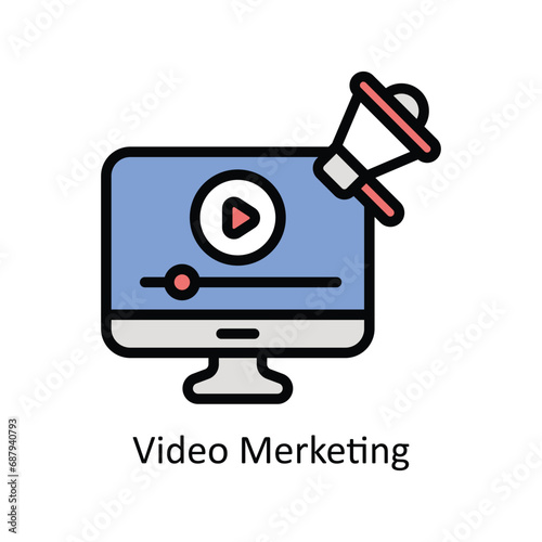 video marketing vector filled outline design illustration. Business And Management Symbol on White background EPS 10 File