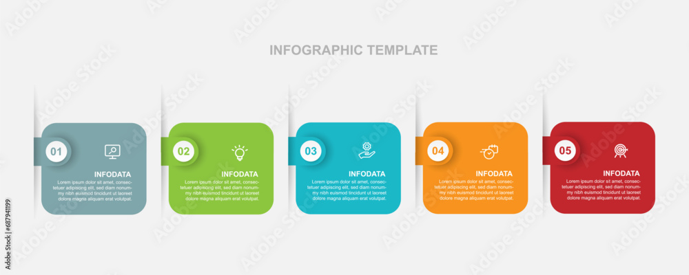 Design template infographic vector element with 5 step process  - obrazy, fototapety, plakaty 