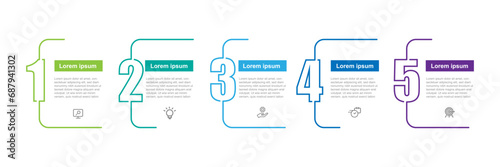Modern design template infographic vector element with 5 step process or options 