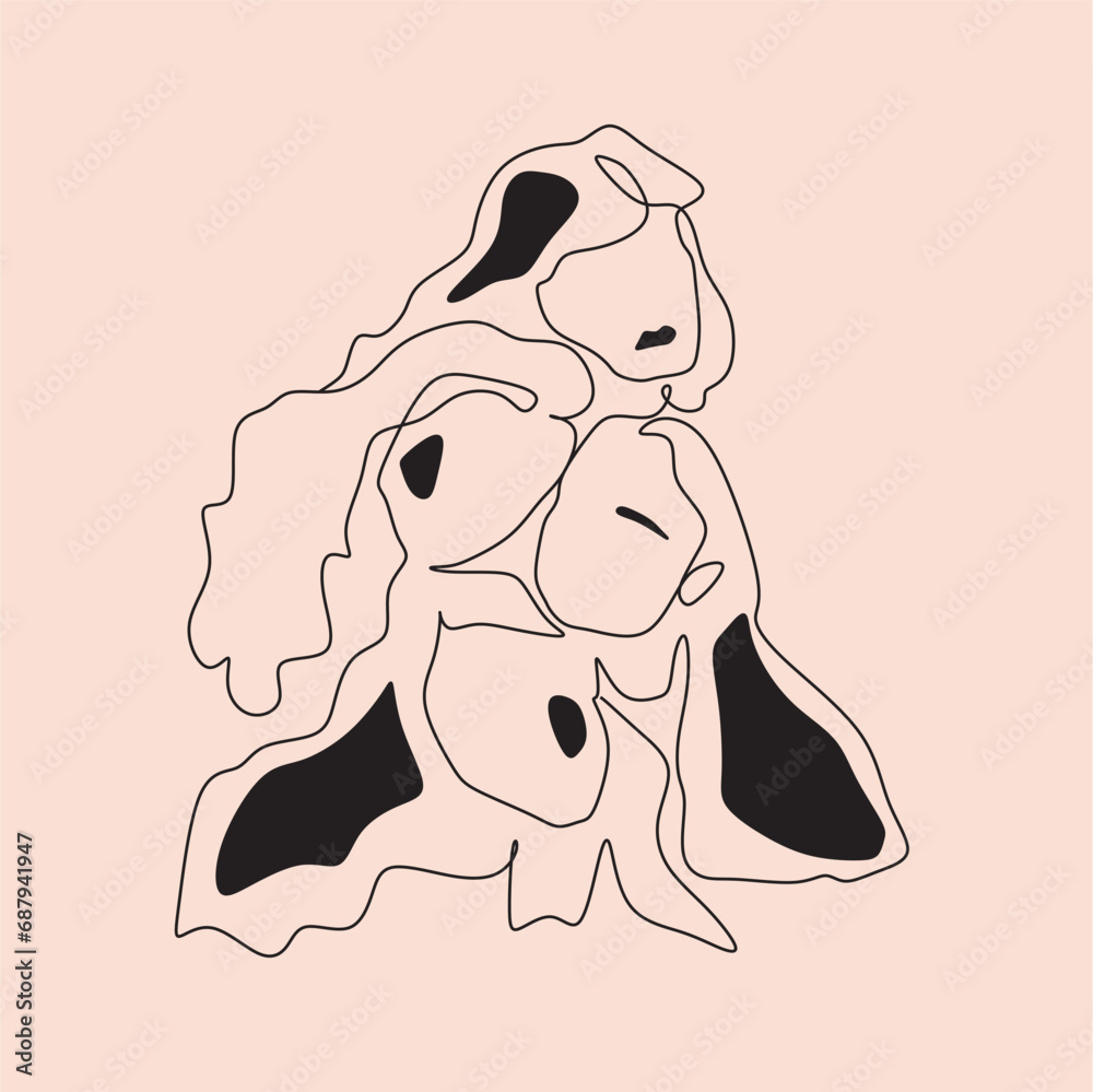 Women vector illustraton drawn in line art style. International Womens Day. One line womans portrait. Women different nationalities. Feminism concept. Girl power line art Women vector illustraton drawn in line art style. International Womens Day. One line womans portrait. Women different nationalities. Feminism concept. Girl power line art