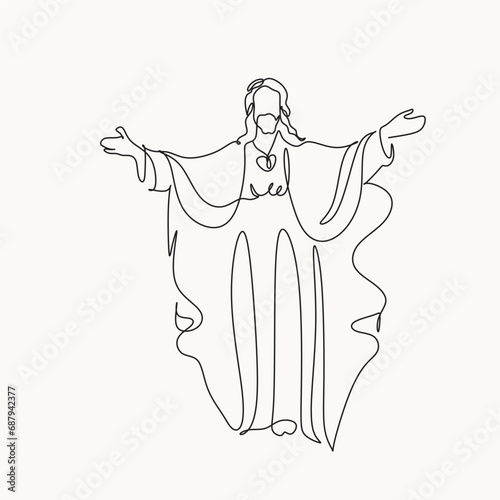 Continuous line drawing of Jesus Christ vector illustration Testament Bible
