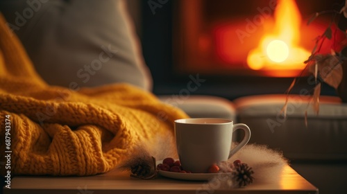Coffee in a cozy winter setting