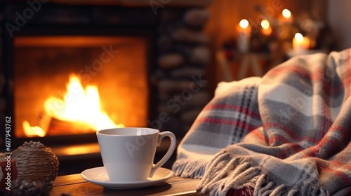 Coffee in a cozy winter setting