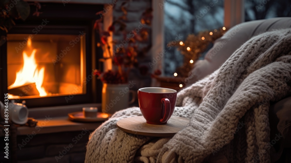 Coffee in a cozy winter setting Coffee in a cozy winter setting