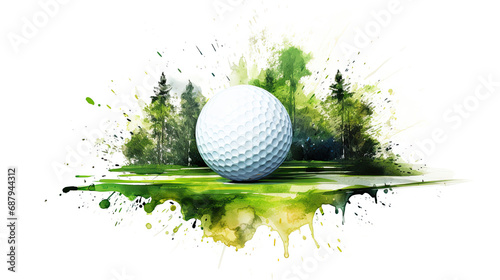 golf sport illustration in watercolor style. White background photo