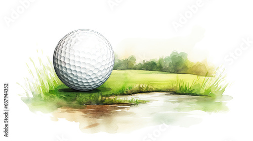golf sport illustration in watercolor style. White background