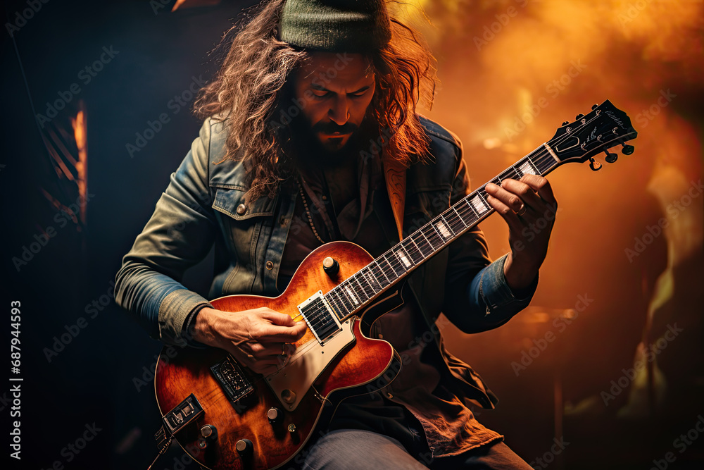 Obraz premium Talented Musician Performing Live on Stage