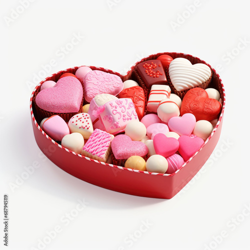 Candy in a heart shape box isolated on white background. © lolya1988