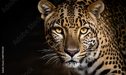 wild jaguar staring close-up portrait