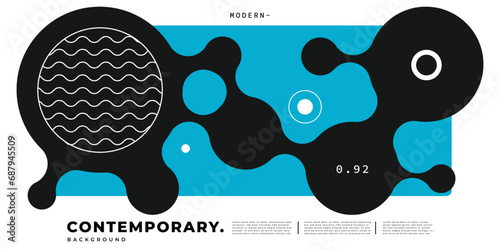 Abstract connected circle shape modern background. Fluid and dynamic backdrop template. Melting shape background. Contemporary exhibition poster design.
