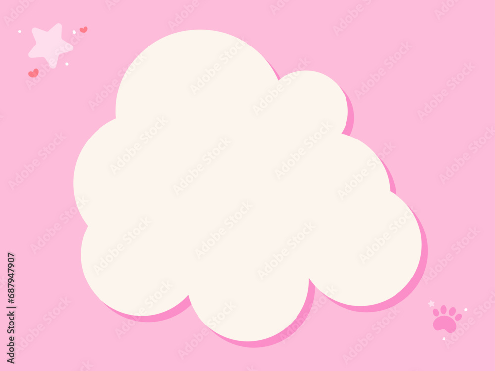 Cute minimal cloud shape bubble on pink background vector illustration 