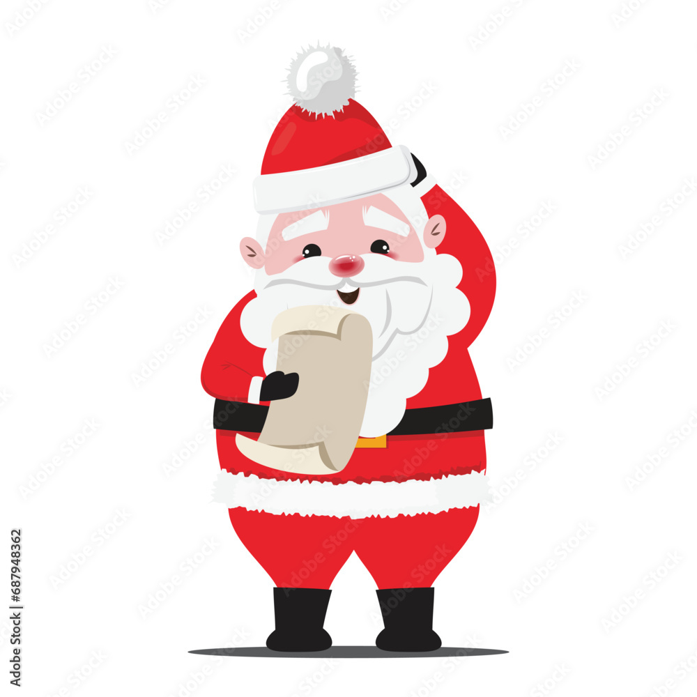 Santa Claus standing and reading a letter Santa Claus standing and reading a letter