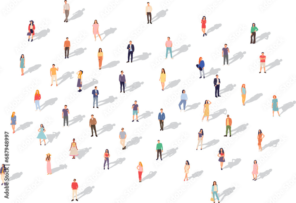 people top view with shadow in flat style, vector