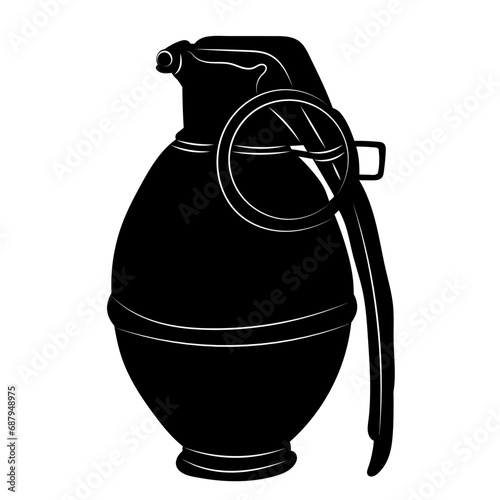 hand grenade silhouette on white background vector