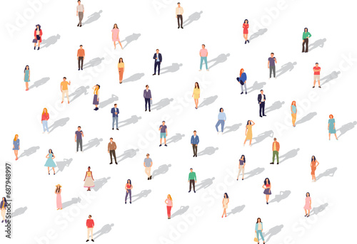 people top view with shadow in flat style, vector