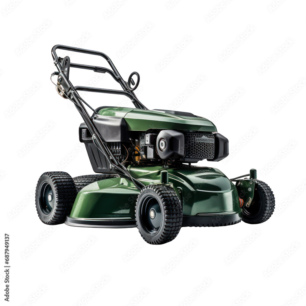 Lawn Mower Isolated on Transparent or White Background, PNG