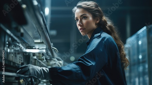Young female worker in a factory