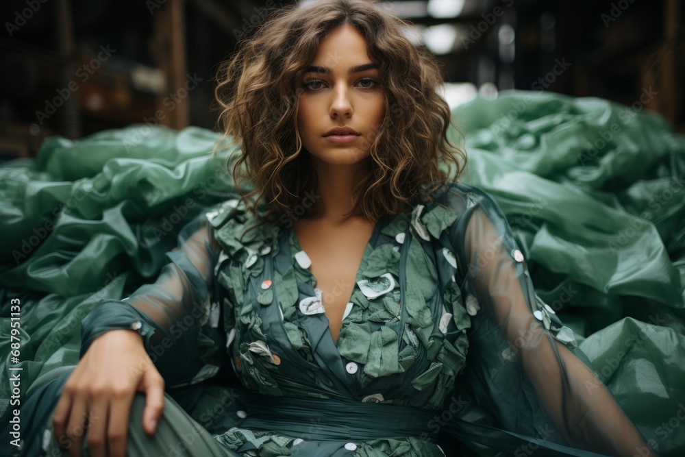 Model wearing eco-friendly and sustainable fashion, promoting ethical choices, Generative AI Model wearing eco-friendly and sustainable fashion, promoting ethical choices, Generative AI