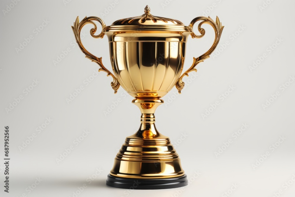 shiny trophy, on an isolated white background, Generative AI. shiny trophy, on an isolated white background, Generative AI.
