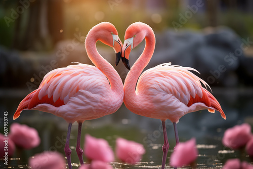 two flamingos in love © Anastasiia Trembach