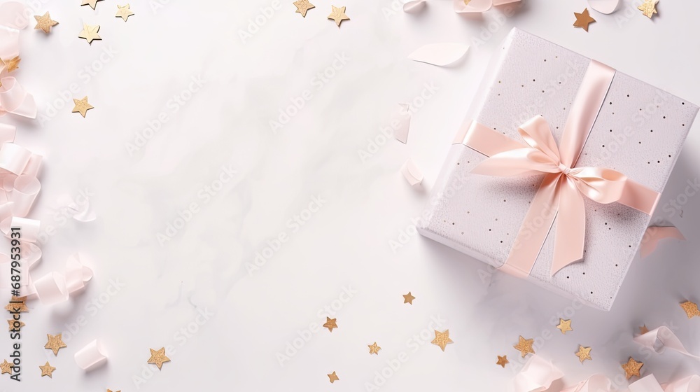 a gift or present box alongside flowers on a light table, captured from a top view, a greeting card and arrange the composition in a minimalist, a gift or present box alongside flowers on a light table, captured from a top view, a greeting card and arrange the composition in a minimalist,