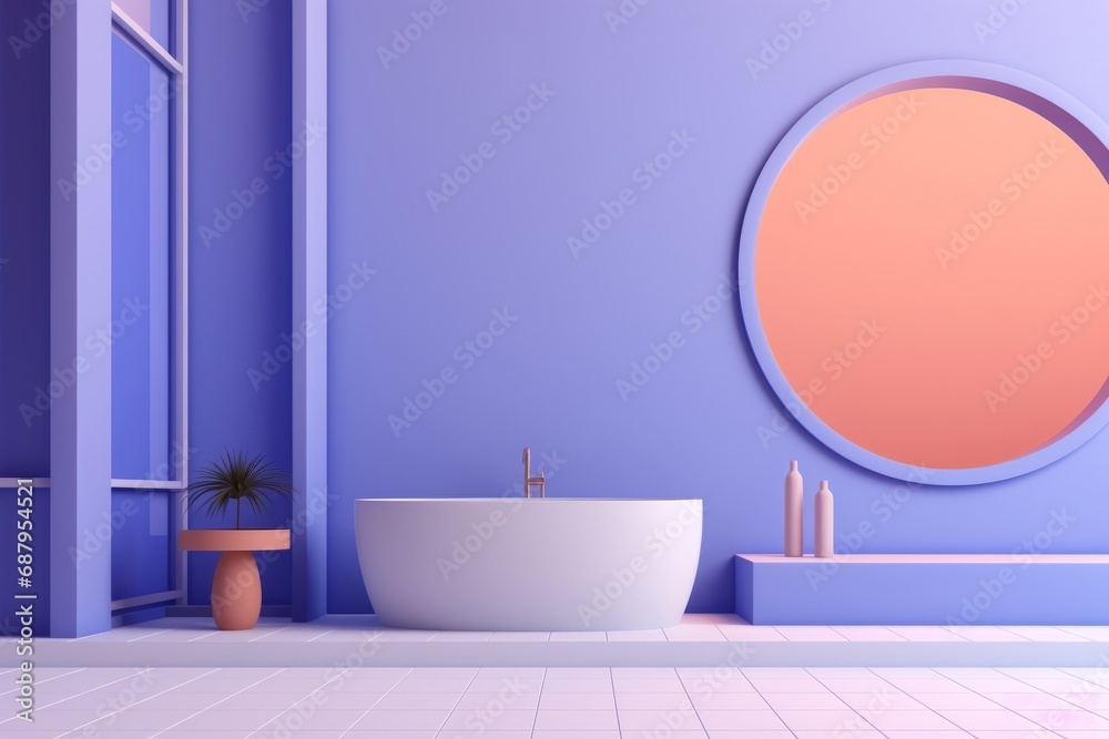 Fototapeta premium 3D an vanity counter with ceramic washbasin and modern style faucet in a bathroom