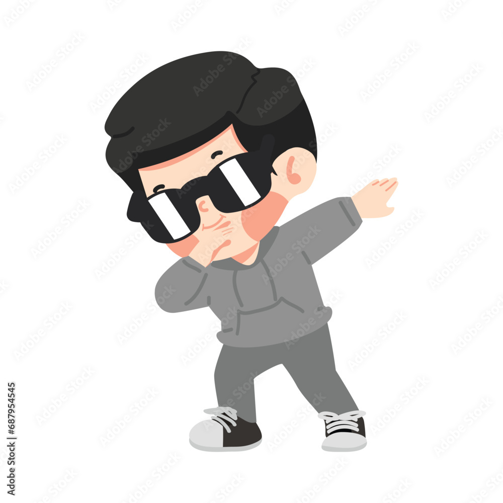 Obraz premium Cute boy posing as dab cartoon