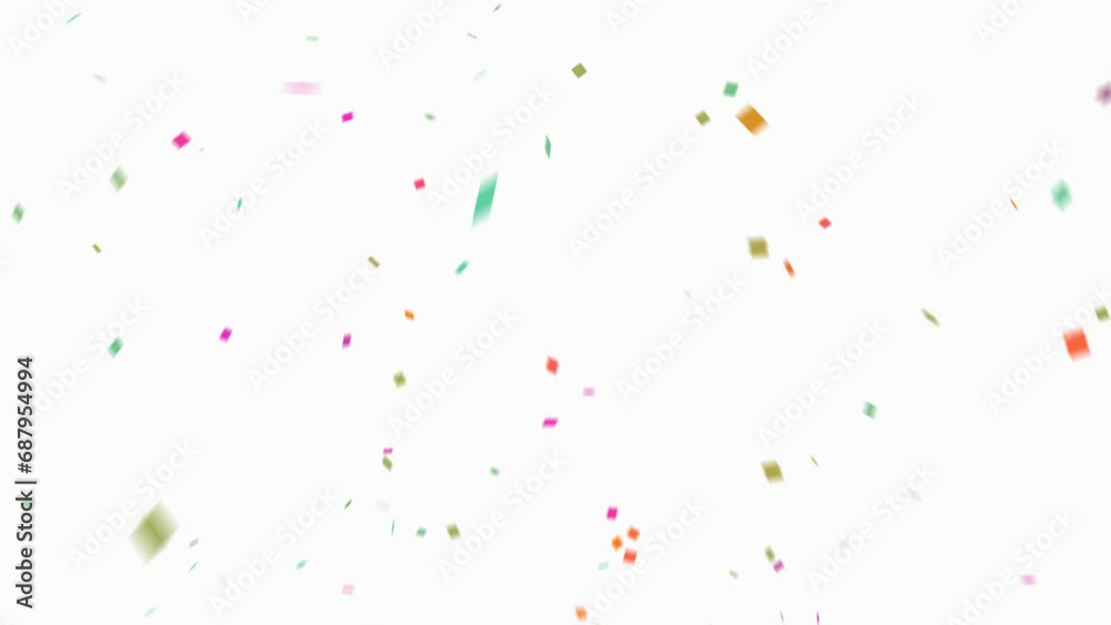 Multicolored confetti falling holiday or party abstract background 4K