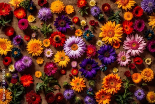 colorful flowers background and generated AI