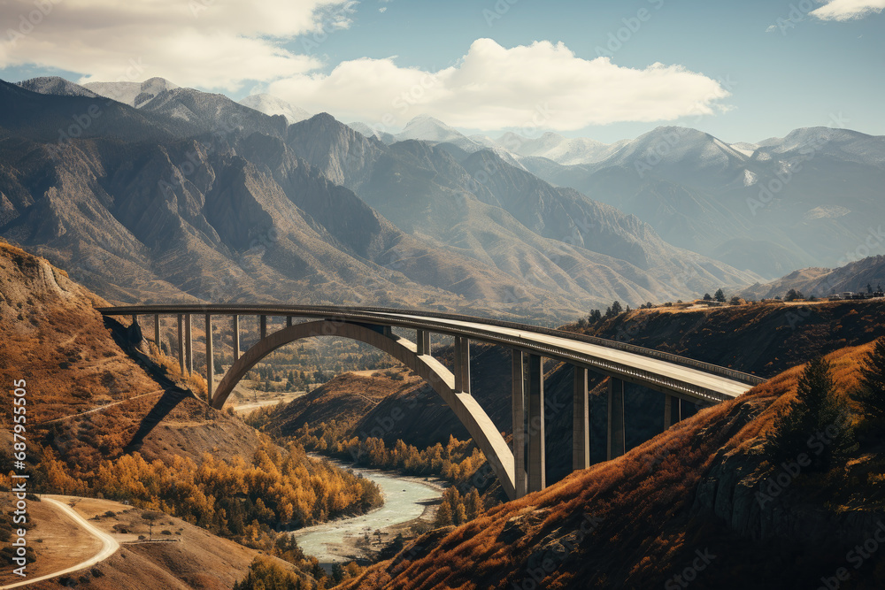 Obraz premium Sky Bridges Spanning Majestic Mountains