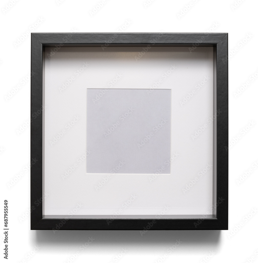 Black picture frame square shape on white wall. Blank Mockup Black picture frame square shape on white wall. Blank Mockup