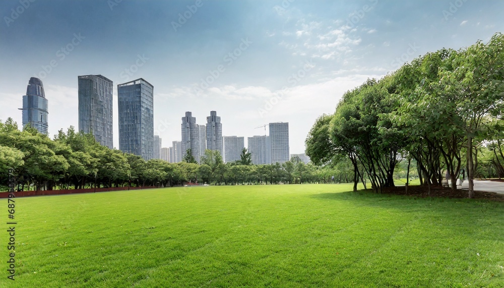 green lawn in urban public park