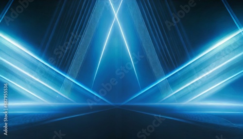 blue neon spotlight light panoramic abstract background ai generated image