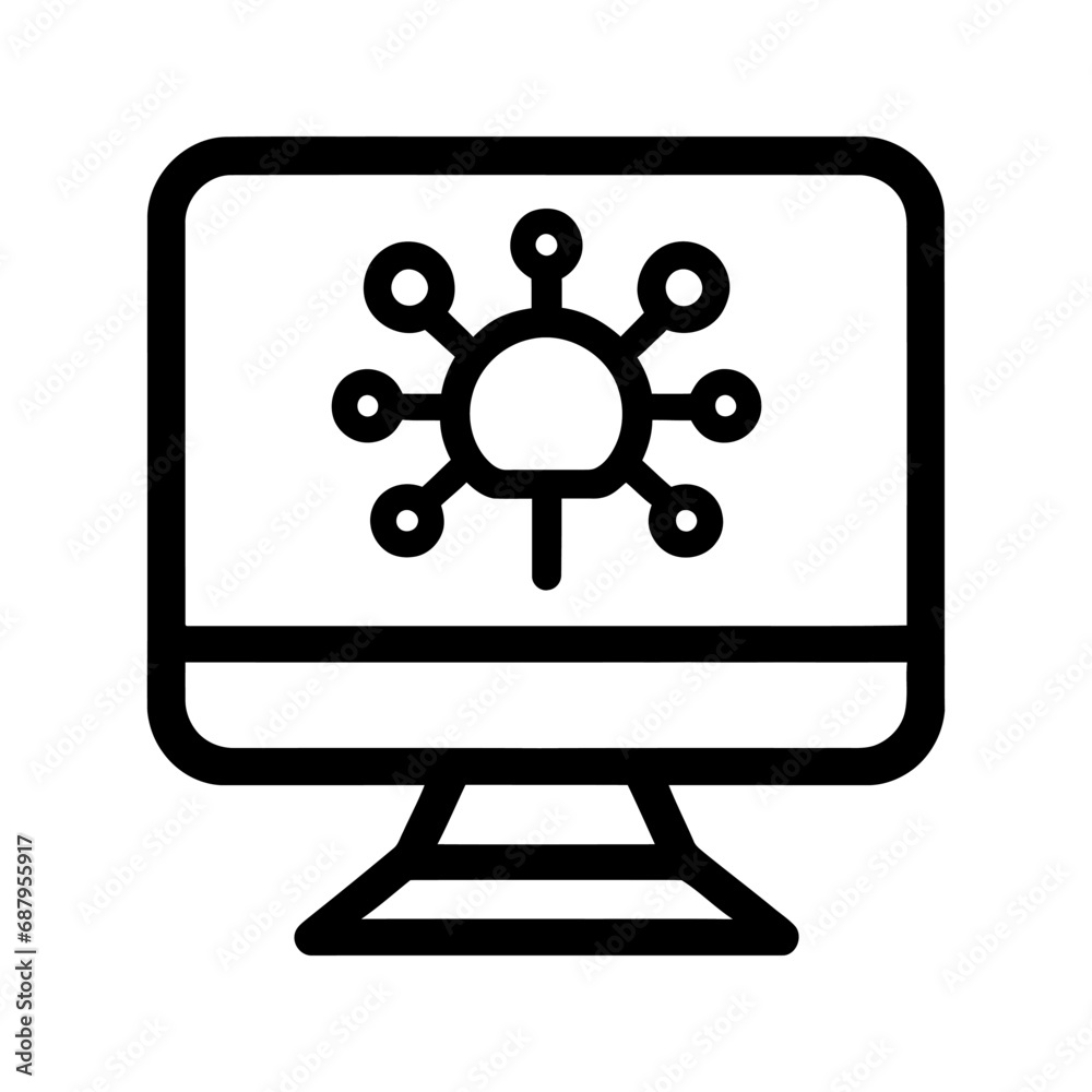 Computer monitor line icon. Simple outline style isolated. Vector illustration Computer monitor line icon. Simple outline style isolated. Vector illustration