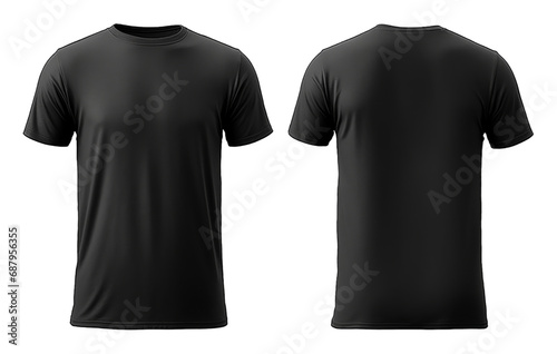 black t-shirt mockup front and back view, isolated on transparent background, generated ai