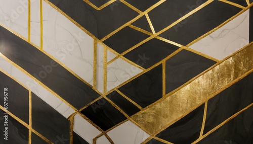 modern and stylish abstract design poster with golden lines and black geometric pattern