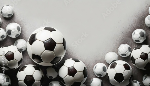 wallpaper with soccer balls white background with copy space sports template banner for birthday cards invitations football themed advertisements generative ai