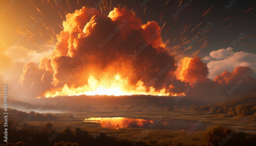 explosion effect fire blast landscape