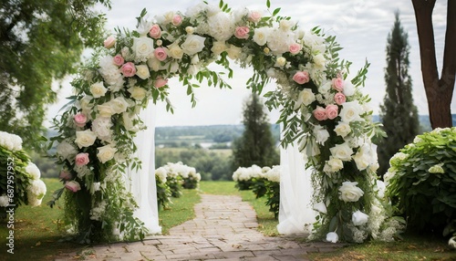 wedding floral arc © Nichole
