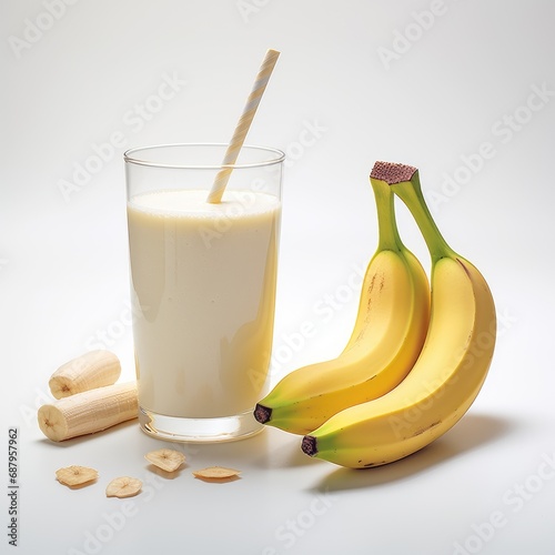 banana smoothie on white background