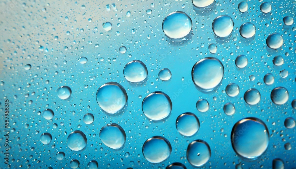 water drops on light blue background