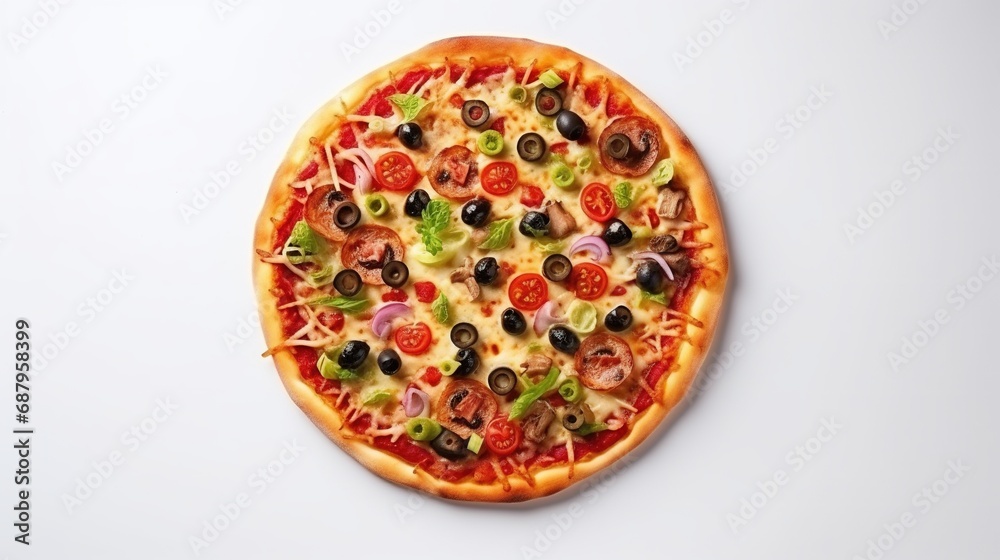 Delicious Pizza Isolated on the Minimalist Background